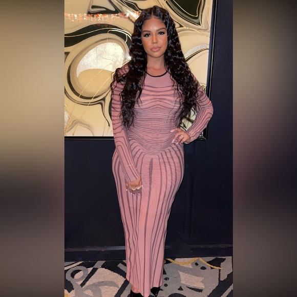 Nude Mesh Silhouette Maxi Dress - Picture 2 of 6